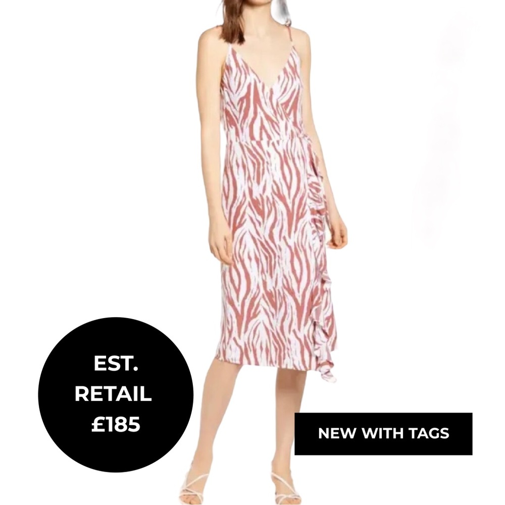 Rails New Iris White Rust Zebra Wrap Dress - Picture 1 of 5